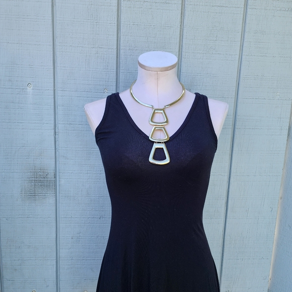 White House Black Market Golden Metal Choker Necklace Triple Chunky Pendant EUC - Picture 7 of 9